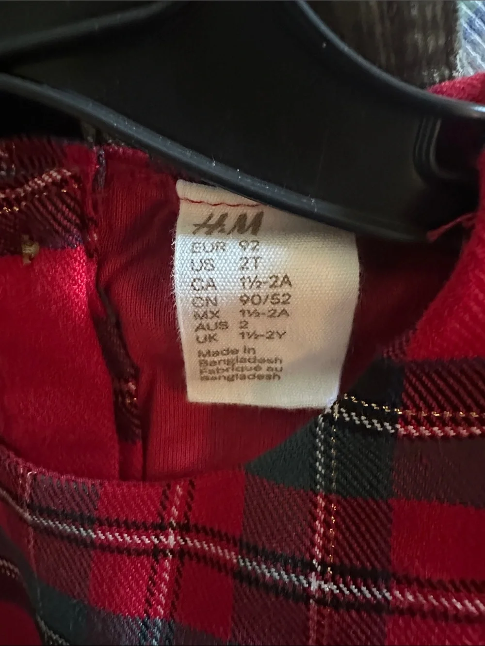 H&M Red Plaid Ruffle-Shoulder Kids Dress